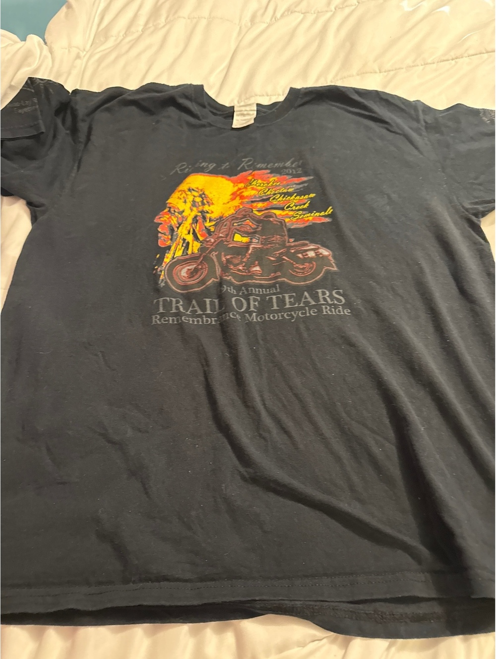 2012 Trail of Tears Remembrance Motorcycle Ride Black T-Shirt XL